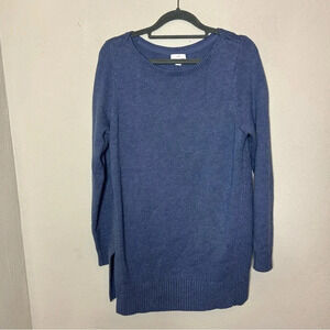 J. Jill Blue Knit Cotton Blend Sweater Size Small